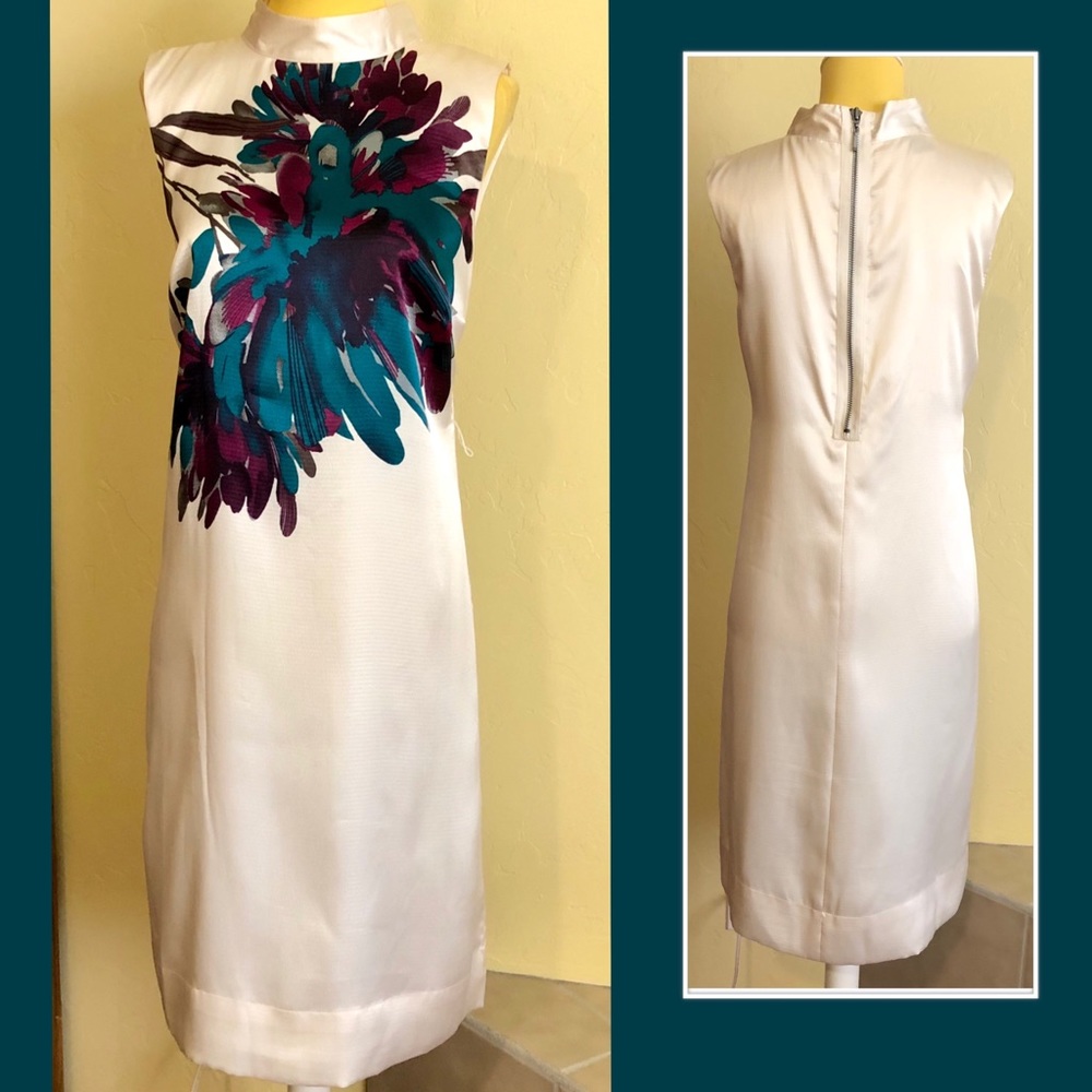 Stunning Cream, Purple, Teal Dress